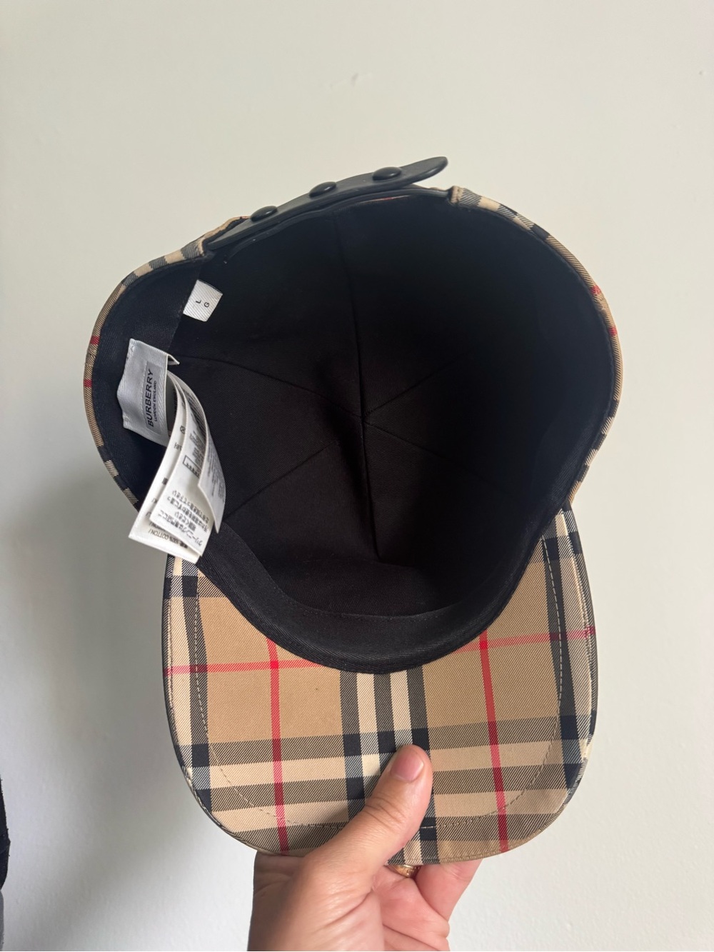 Burberry Tan Plaid Baseball Cap with Black & Red Accents - Picture 2 of 10